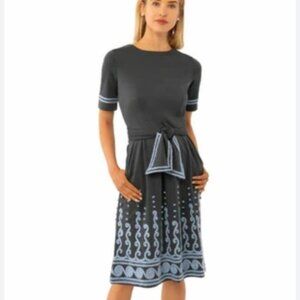 Gretchen Scott The Charmer Dress Charcoal Gray / Blue 3X